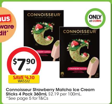 Connoisseur Strawberry Matcha Ice Cream Sticks 4 Pack 360mL