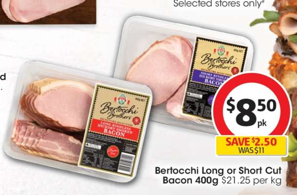 Bertocchi Long or Short Cut Bacon 400g