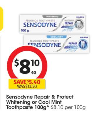 Sensodyne Repair & Protect Whitening or Cool Mint Toothpaste 100g^