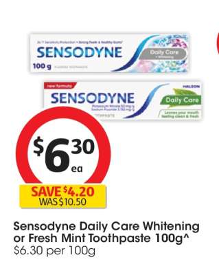 Sensodyne Daily Care Whitening or Fresh Mint Toothpaste 100g