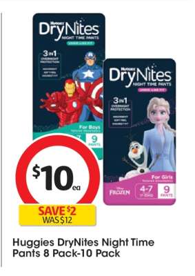 Huggies DryNites Night Time Pants 8 Pack-10 Pack