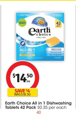 Earth Choice All In 1 Dishwashing Tablets 42 Pack