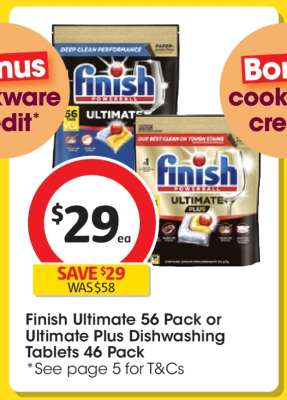 Finish Ultimate 56 Pack or Ultimate Plus Dishwashing Tablets 46 Pack