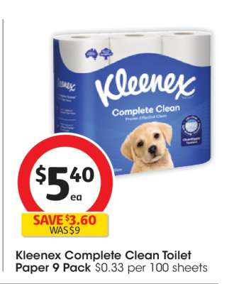 Kleenex Complete Clean Toilet Paper 9 Pack
