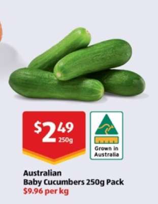 Australian Baby Cucumbers 250g Pack