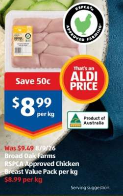 Broad Oak Farms RSPCA Approved Chicken Breast Value Pack per kg