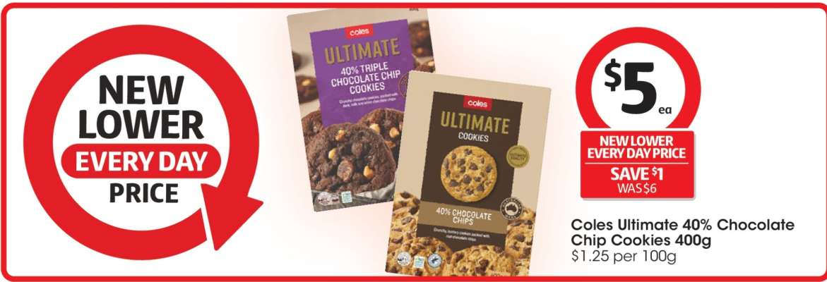 Coles Ultimate 40% Chocolate Chip Cookies 400g