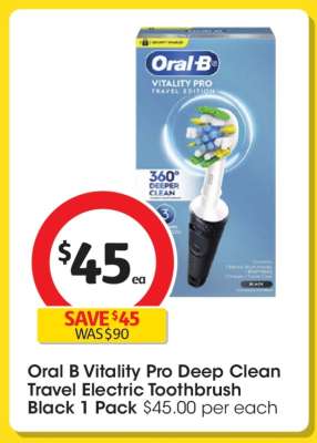 Oral B Vitality Pro Deep Clean Travel Electric Toothbrush Black 1 Pack