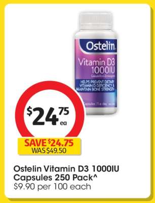 Ostelin Vitamin D3 1000IU Capsules 250 Pack