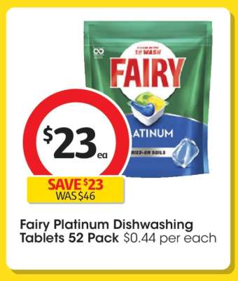 Fairy Platinum Dishwashing Tablets 52 Pack