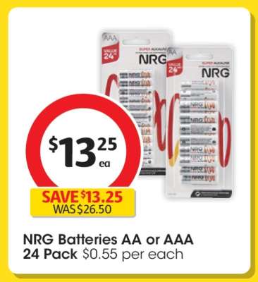 NRG Batteries AA or AAA 24 Pack