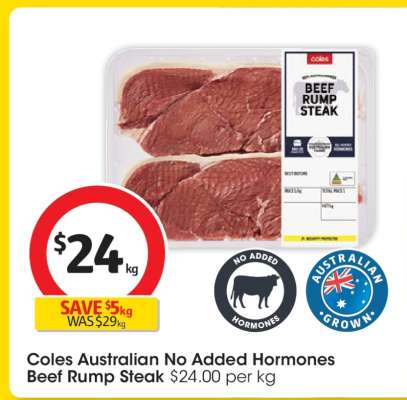 Coles Australian No Added Hormones Beef Rump Steak