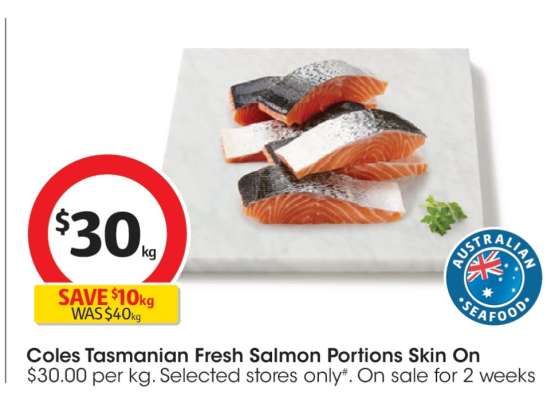 Coles Tasmanian Fresh Salmon Portions Skin On