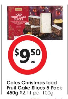 Coles Christmas Iced Fruit Cake Slices 5 Pack