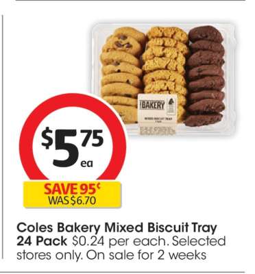 Coles Bakery Mixed Biscuit Tray 24 Pack