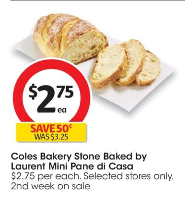 Coles Bakery Stone Baked by Laurent Mini Pane di Casa