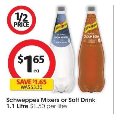 Schweppes Mixers or Soft Drink