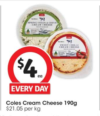 Coles Cream Cheese 190g
