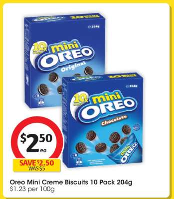 Oreo Mini Creme Biscuits 10 Pack 204g