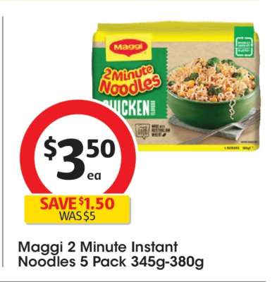 Maggi 2 Minute Instant Noodles 5 Pack 345g-380g