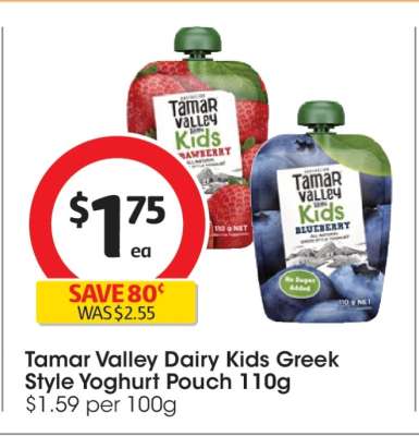 Tamar Valley Dairy Kids Greek Style Yoghurt Pouch 110g