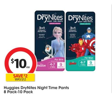 Huggies DryNites Night Time Pants 8 Pack-10 Pack