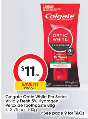 Colgate Optic White Pro Series Vividly Fresh 5% Hydrogen Peroxide Toothpaste 80g