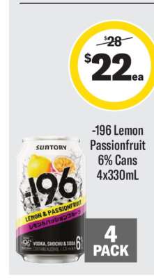 -196 Lemon Passionfruit 6% Cans 4x330mL