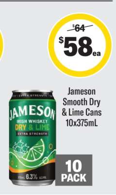 Jameson Smooth Dry & Lime Cans 10x375mL