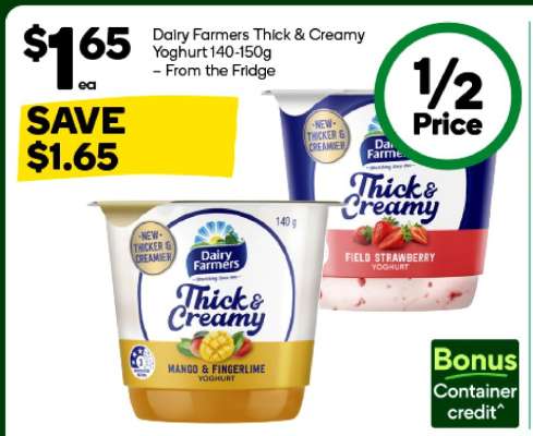 Dairy Farmers Thick & Creamy Yoghurt 140-150g