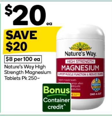 Nature’s Way High Strength Magnesium Tablets Pk 250