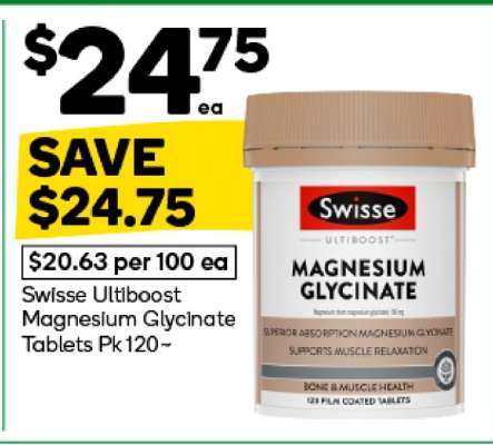 Swisse Ultiboost Magnesium Glycinate Tablets Pk120