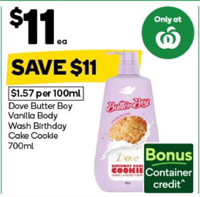 Dove Butter Boy Vanilla Body Wash Birthday Cake Cookie 700ml