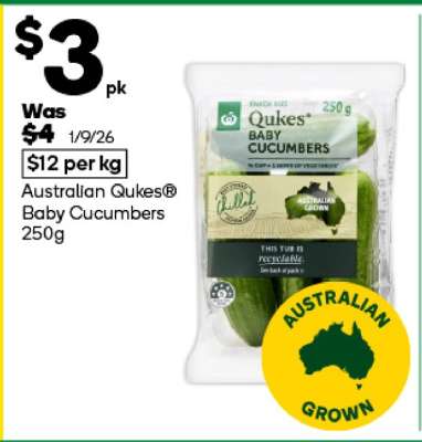 Australian Qukes® Baby Cucumbers 250g