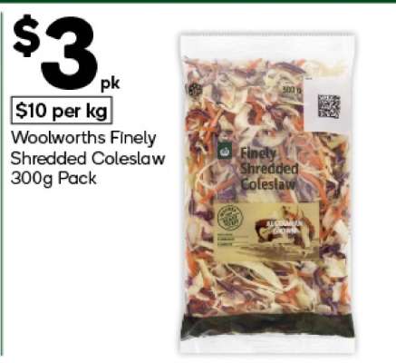 Woolworths Finely Shredded Coleslaw 300g Pack