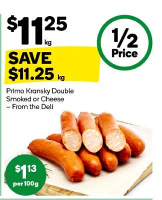 Primo Kransky Double Smoked or Cheese – From the Deli