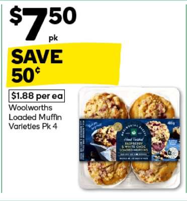 Woolworths Loaded Muffin Varieties Pk 4