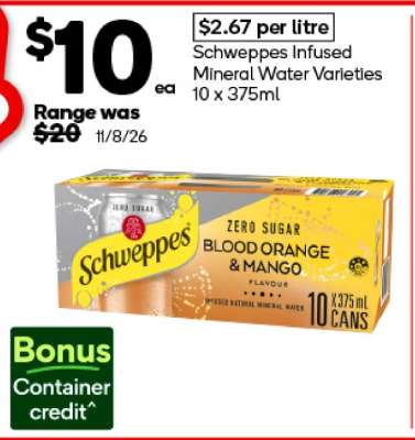 Schweppes Infused Mineral Water Varieties 10 x 375ml