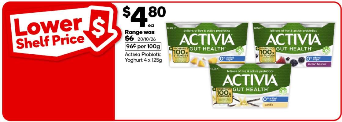 Activia Probiotic Yoghurt 4 x 125g