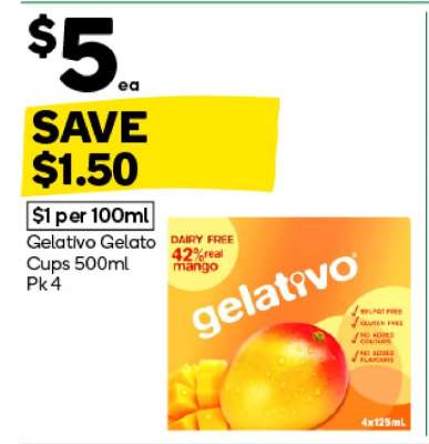 Gelativo Gelato Cups 500ml Pk 4