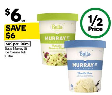 Bulla Murray St Ice Cream Tub 1 Litre