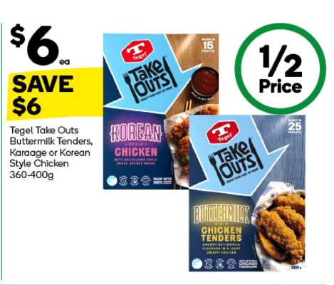 Tegel Take Outs Buttermilk Tenders, Karaage or Korean Style Chicken 360-400g