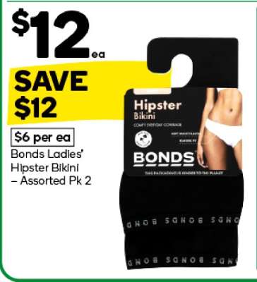 Bonds Ladies' Hipster Bikini Assorted Pk 2