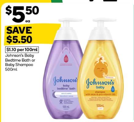 Johnson’s Baby Bedtime Bath or Baby Shampoo 500ml