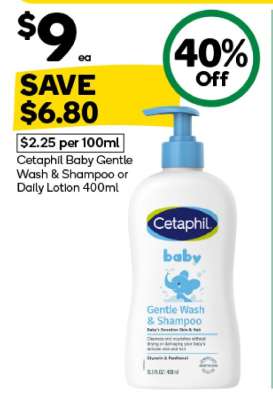 Cetaphil Baby Gentle Wash & Shampoo or Daily Lotion 400mL
