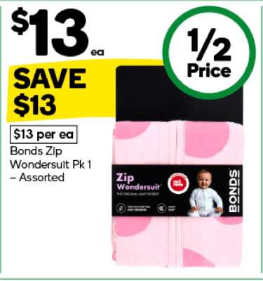 Bonds Zip Wondersuit Pk 1 – Assorted
