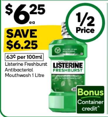 Listerine Freshburst Antibacterial Mouthwash 1 Litre