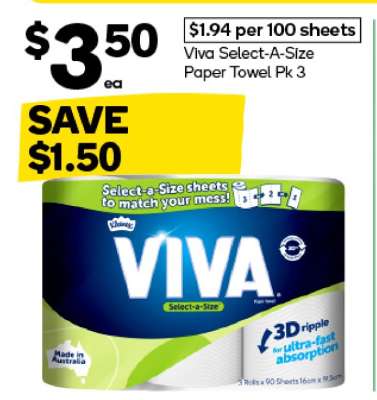 Viva Select-A-Size Paper Towel Pk 3