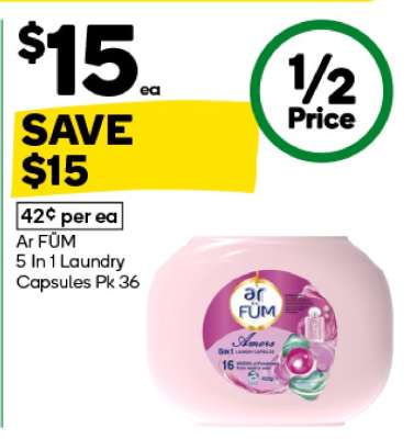 Ar Fum 5 In 1 Laundry Capsules Pk 36