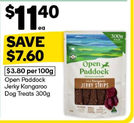 Open Paddock Jerky Kangaroo Dog Treats 300g